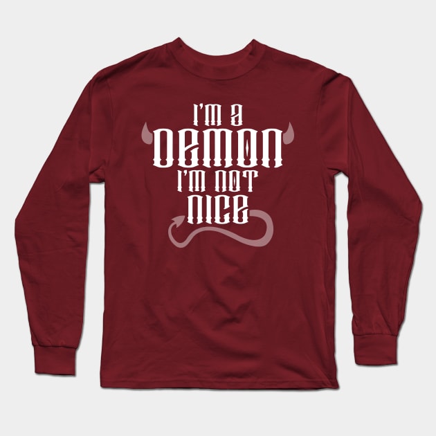 Good Omens: I'm a demon, I'm not nice (horns) Long Sleeve T-Shirt by firlachiel